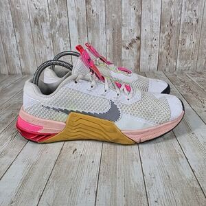 Nike Metcon 7 Training Shoes‎ Crossfit Weightlifting White Pink Yellow Size 9